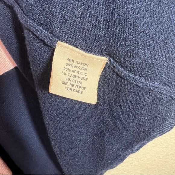 Philosophy Pink Gray Navy Stripe Open Front Knit Long Cardigan‎ Women's XS - Picture 4 of 6